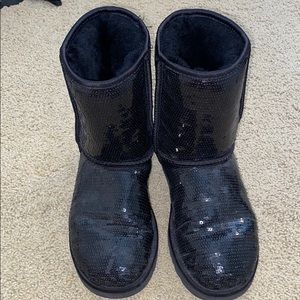 Black sequin ugg boots